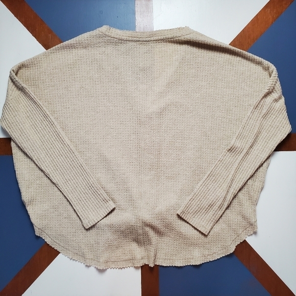 Out From Under Waffle‎ Knit Oversized Top Womens Medium Button up Tie Front Boho - Picture 2 of 12